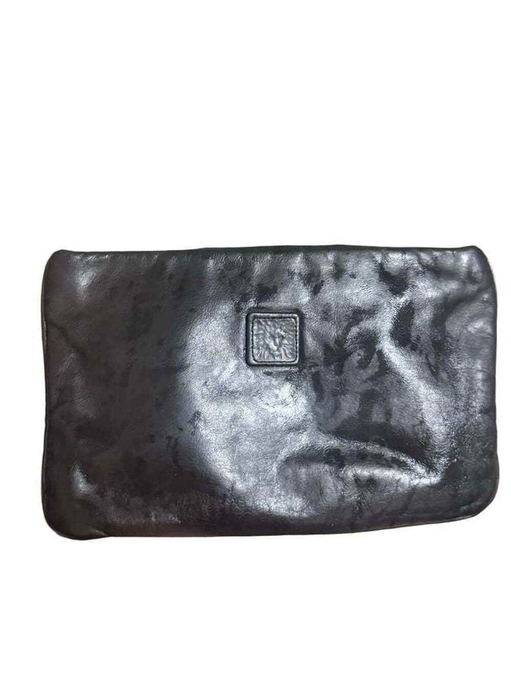 Vintage Anne Klein for Calderon Black Leather Clutch Purse